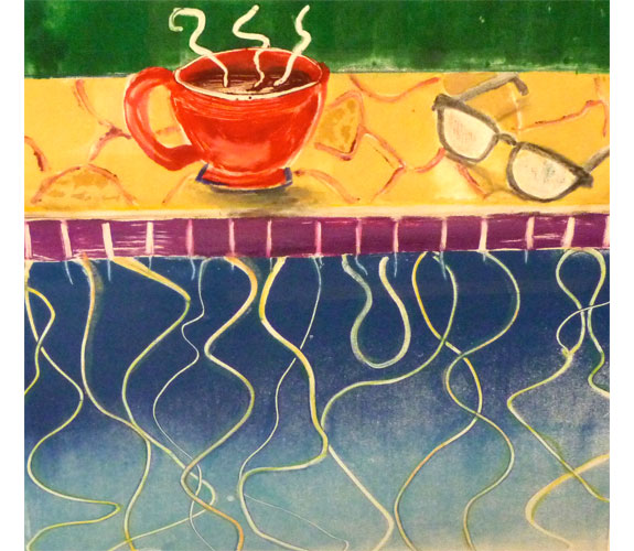 "Coffee with Hockney IV" by Betty Jo Fitzgerald